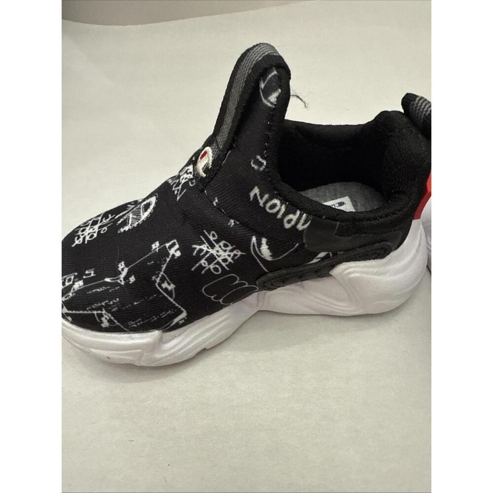 Champion Boys Hyper Apex Doodle Low Sneakers Size 4 Toddler Black White Slip On - Picture 3 of 9